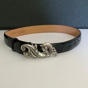 Brighton Black Leather Belt with Silver Buckle
